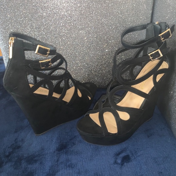 Black Platform Wedges - Picture 3 of 5